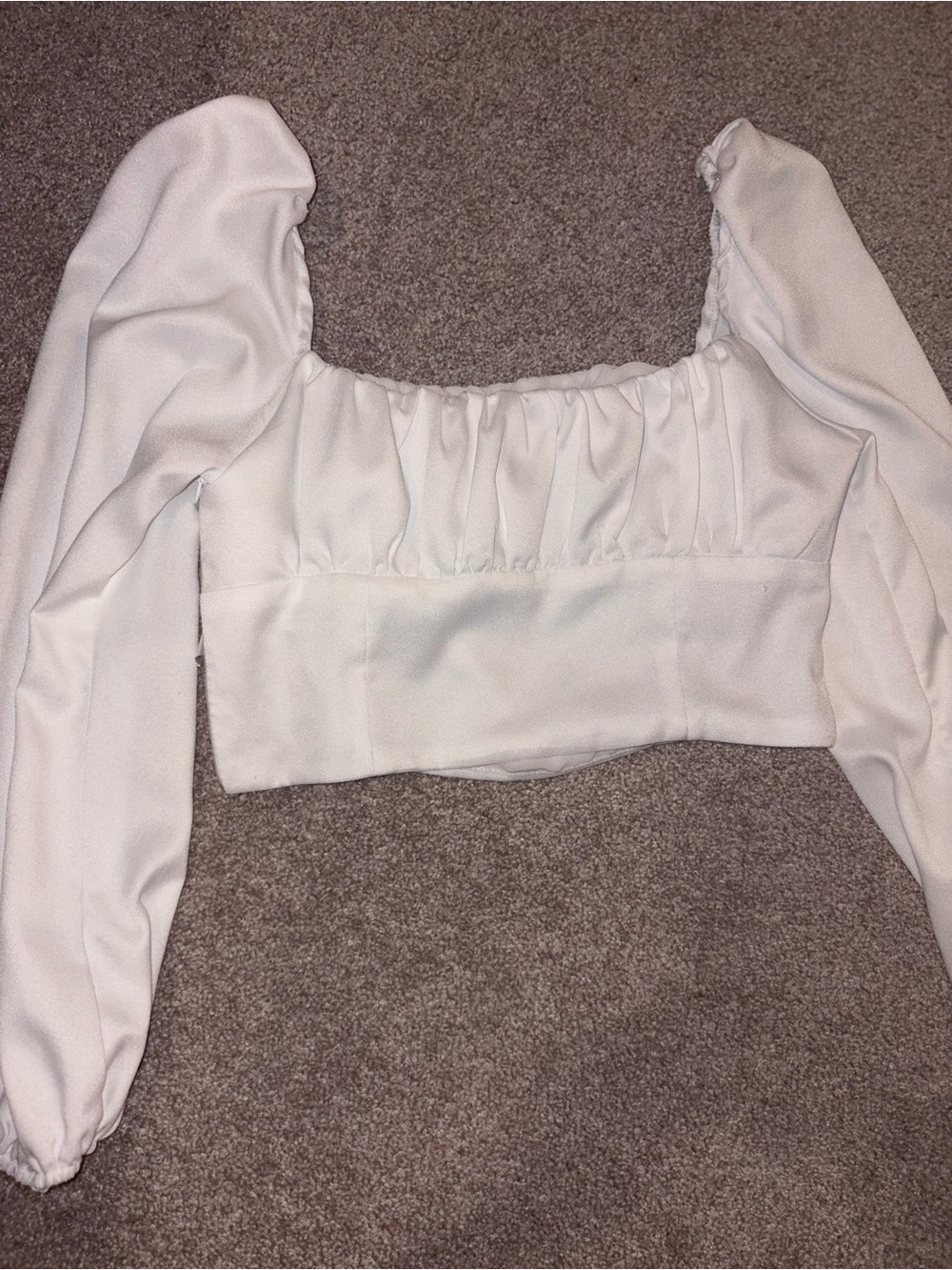 Princess Polly White Puff Sleeve Cropped Top